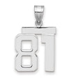 Medium Polished Number 81 Charm Pendant in Real 14k White Gold