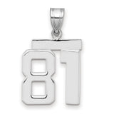 Medium Polished Number 81 Charm Pendant in Real 14k White Gold