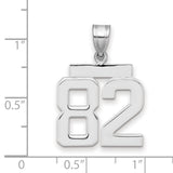 Medium Polished Number 82 Charm Pendant in Real 14k White Gold