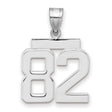 Medium Polished Number 82 Charm Pendant in Real 14k White Gold