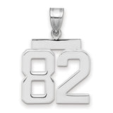 Medium Polished Number 82 Charm Pendant in Real 14k White Gold