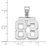 Medium Polished Number 83 Charm Pendant in Real 14k White Gold