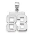 Medium Polished Number 83 Charm Pendant in Real 14k White Gold