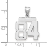 Medium Polished Number 84 Charm Pendant in Real 14k White Gold