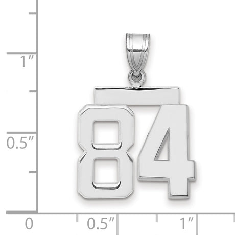 Medium Polished Number 84 Charm Pendant in Real 14k White Gold