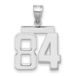 Medium Polished Number 84 Charm Pendant in Real 14k White Gold