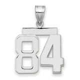 Medium Polished Number 84 Charm Pendant in Real 14k White Gold
