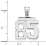 Medium Polished Number 85 Charm Pendant in Real 14k White Gold