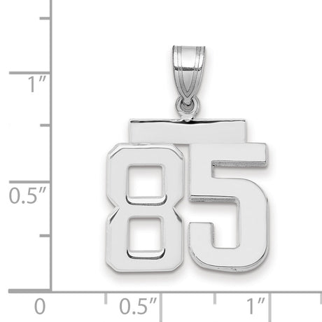 Medium Polished Number 85 Charm Pendant in Real 14k White Gold