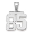 Medium Polished Number 85 Charm Pendant in Real 14k White Gold