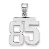 Medium Polished Number 85 Charm Pendant in Real 14k White Gold
