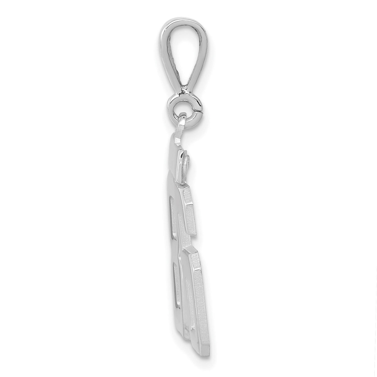 Medium Polished Number 86 Charm Pendant in Real 14k White Gold