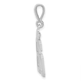 Medium Polished Number 86 Charm Pendant in Real 14k White Gold