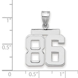 Medium Polished Number 86 Charm Pendant in Real 14k White Gold
