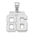 Medium Polished Number 86 Charm Pendant in Real 14k White Gold