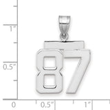 Medium Polished Number 87 Charm Pendant in Real 14k White Gold