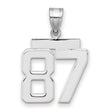 Medium Polished Number 87 Charm Pendant in Real 14k White Gold