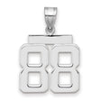 14k White Gold Number 88 Pendant, Bold Sporty Style Jersey Charm for Men or Unisex