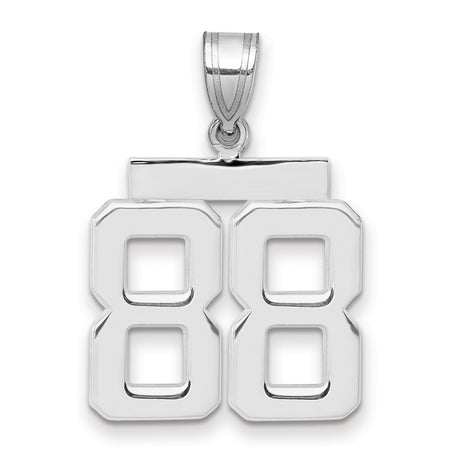 14k White Gold Number 88 Pendant, Bold Sporty Style Jersey Charm for Men or Unisex
