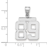 Medium Polished Number 89 Charm Pendant in Real 14k White Gold