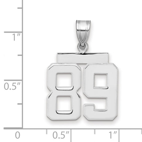 Medium Polished Number 89 Charm Pendant in Real 14k White Gold