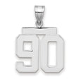 Medium Polished Number 90 Charm Pendant in Real 14k White Gold