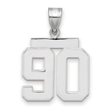 Medium Polished Number 90 Charm Pendant in Real 14k White Gold