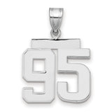 Medium Polished Number 95 Charm Pendant in Real 14k White Gold
