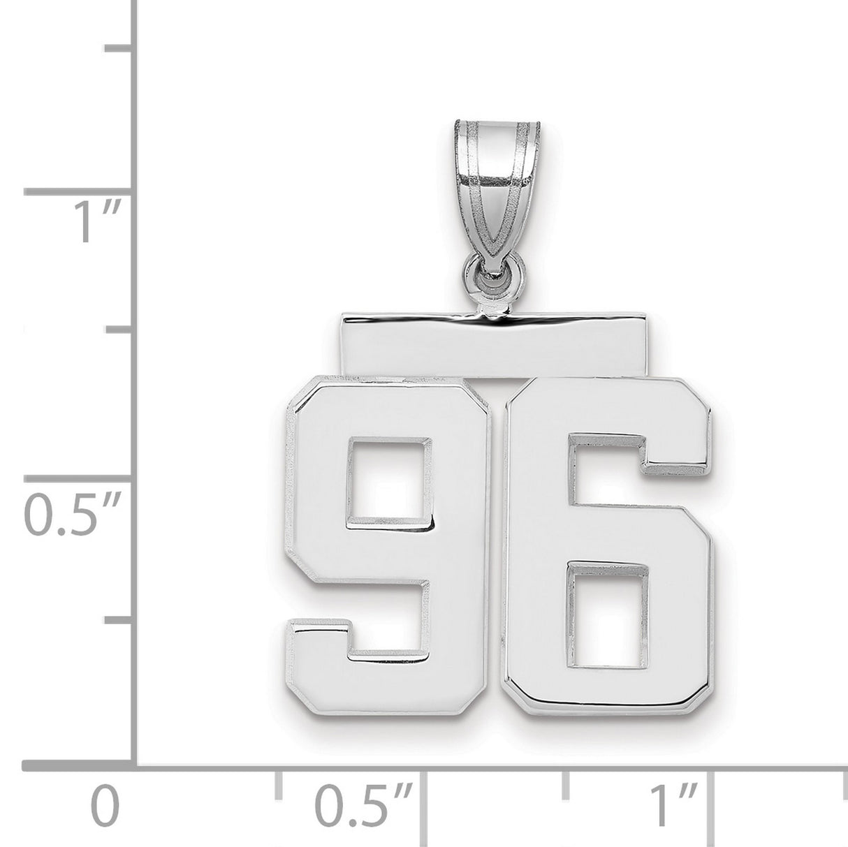 Medium Polished Number 96 Charm Pendant in Real 14k White Gold