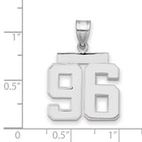 Medium Polished Number 96 Charm Pendant in Real 14k White Gold