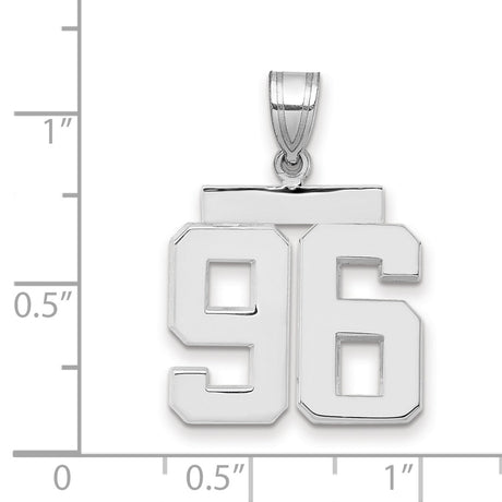 Medium Polished Number 96 Charm Pendant in Real 14k White Gold