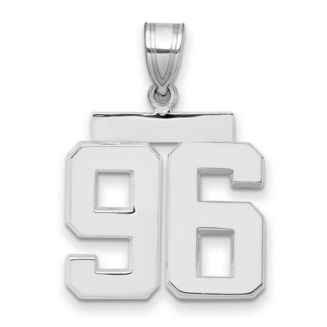 Medium Polished Number 96 Charm Pendant in Real 14k White Gold
