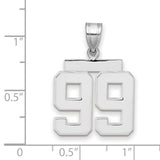 Medium Polished Number 99 Charm Pendant in Real 14k White Gold