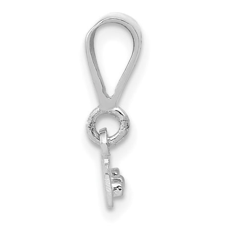14k White Gold Horizontal Bar Pendant, Polished Finish, Minimalist Modern Design