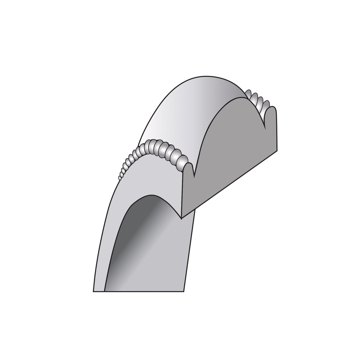 14k White Gold Milgrain, Domed wedding band ring detail view