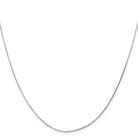 14K White Gold 0.5 mm Polished Chain Necklace, Solid