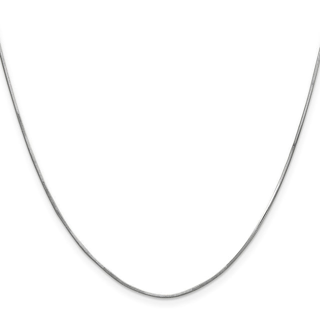 14K White Gold 0.8 mm Polished Chain Necklace, Solid