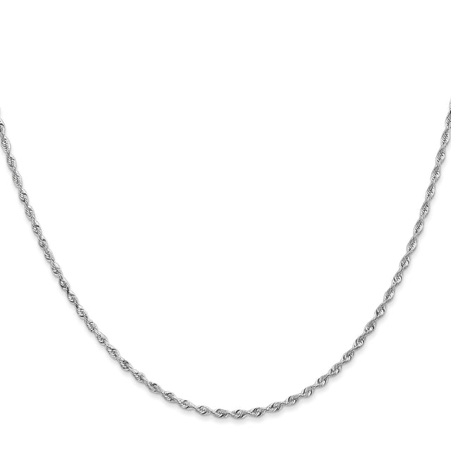 14K White Gold 1.85 mm Rope Chain Necklace, Polished