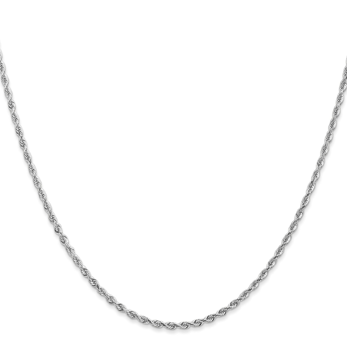 14K White Gold 2 mm Rope Chain Necklace, Polished
