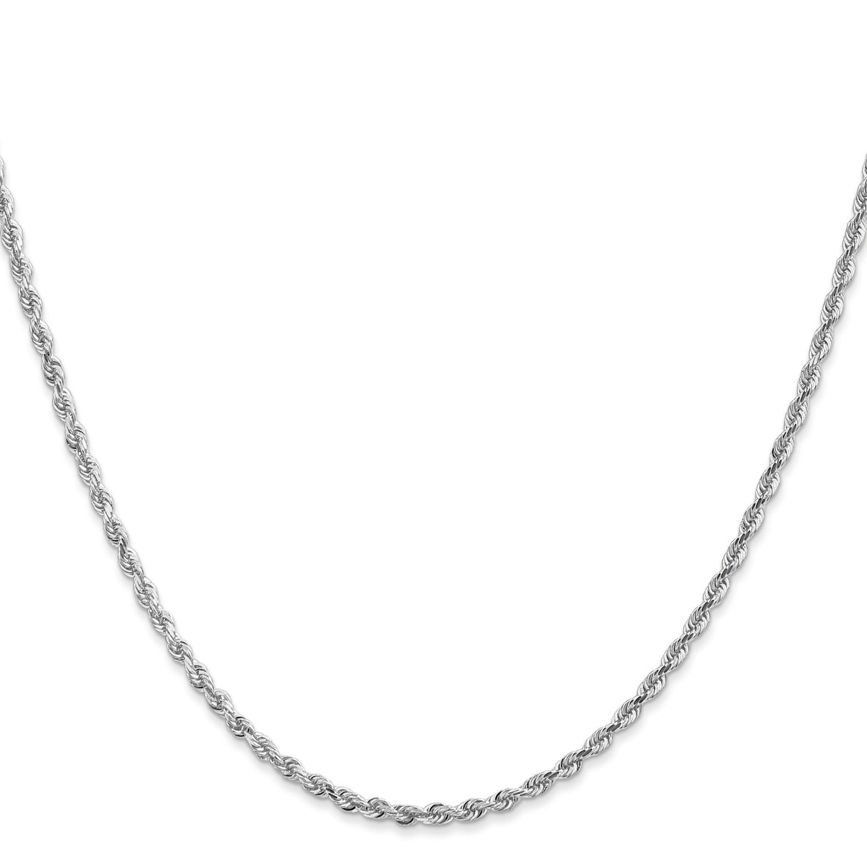 14K White Gold 2.25 mm Rope Chain Necklace, Polished