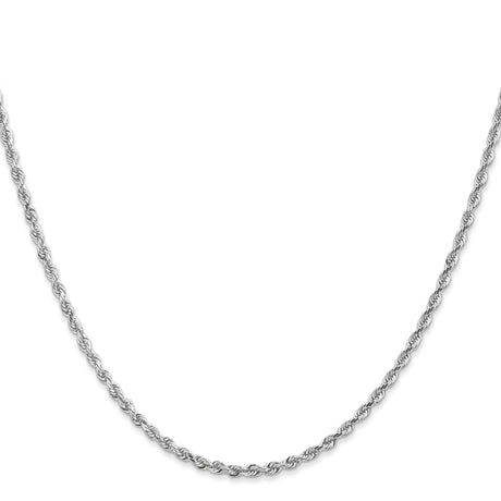 14K White Gold 2.25 mm Rope Chain Necklace, Polished