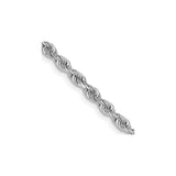 14K White Gold 2.75 mm Rope Chain Necklace, Polished detail view