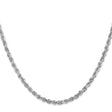 14K White Gold 3.35 mm Rope Chain Necklace, Polished