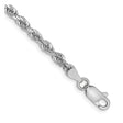 14K White Gold 3.35 mm Rope Chain Bracelet, Polished