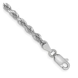 14K White Gold 3.35 mm Rope Chain Bracelet, Polished