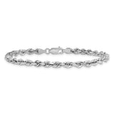 14K White Gold 4 mm Rope Chain Bracelet, Polished