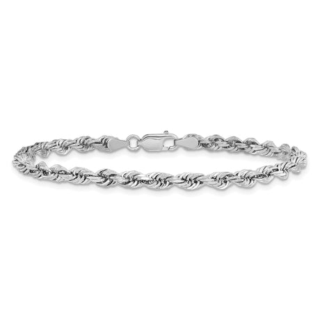 14K White Gold 4 mm Rope Chain Bracelet, Polished