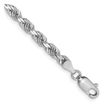 14K White Gold 4 mm Rope Chain Bracelet, Polished alternate angle
