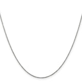 14K White Gold 0.7 mm Polished Chain Necklace, Solid