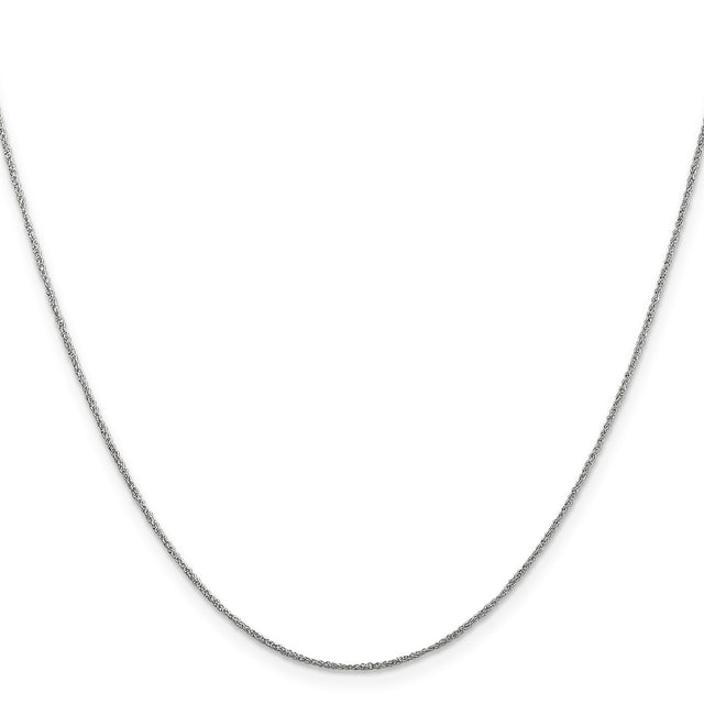 14K White Gold 0.7 mm Polished Chain Necklace, Solid